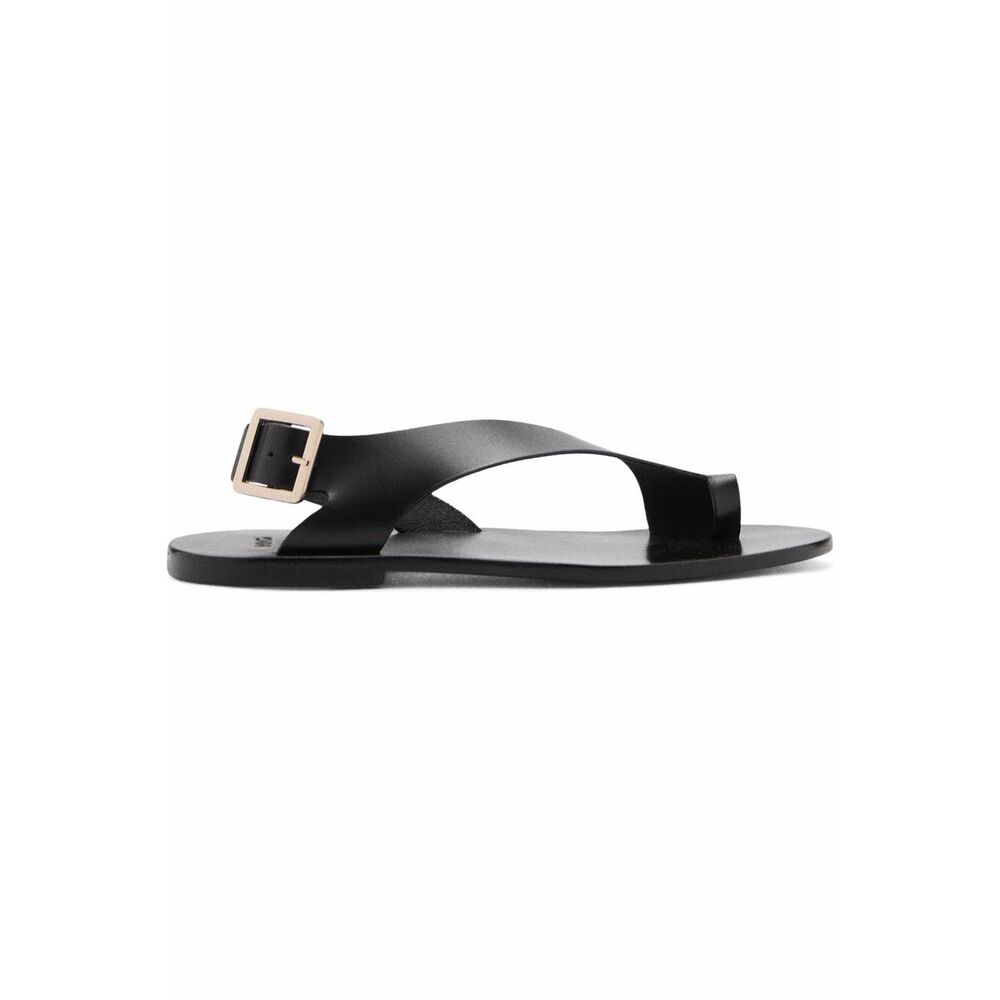 Mango $129 MNG Leather Toe Loop Buckle Strap Sandals Black EUR 39 NEW - Picture 9 of 9